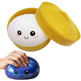 Squishy De Bola De Masa Gigante Con Glitter | Juguete Antiestrés Con Cesta De Bambú Y Rebote Lento