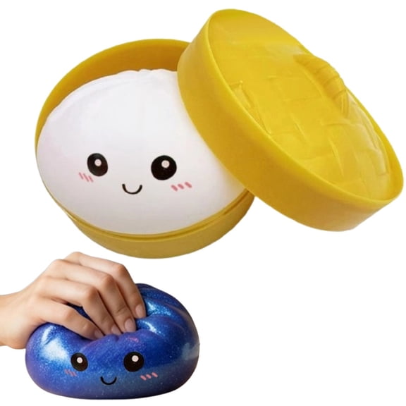 Glitter Dumpling Squeeze Toys with Steamer Box,Giant Dumpling Squeeze,Stress Relief Sensory Dumpling for Adults,Anxiety Relief Gifts for Adults,A-1PC