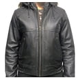 thumbnail image 1 of Chamarra de piel negra con gorrito de piel desmontable para dama Castelli Leather Authentic Luxiana Con capucha de piel desmontable, 1 of 4