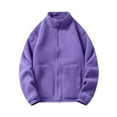 thumbnail image 3 of CHEEREAM Men's Heavyweight Sherpa Lined Fleece Hoodie Jacket Sherpa Lined Thick Warm Thermal Coat with Pockets Purple S, 3 of 5