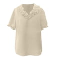 thumbnail image 3 of CUSTG Women Casual Shirts Summer Solid Color Fashion Ruffled Collar Blouse Shirt Tops Tunic Tee For Everyday Wear Lightweight Comfortable Vacation Dailywear, 3 of 3