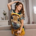 thumbnail image 3 of Disketp Modern Yellow Sweater Guinea Pig para Camisón Corto de Manga Corta para Mujeres, Camisón Cómodo con Escote Redondo, Bonito y Confortable, 3 of 6