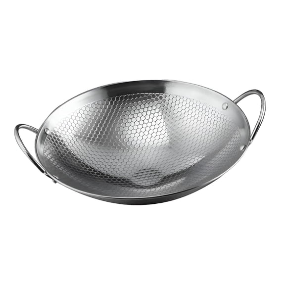 ACDANC 2026 New Double Ear Wok Pot,Stainless Steel Wok Cookware,Nonstick Skillet Pot,Round Bottom Wok Deep Frying Pan for Home Restaurant for Kitchen,Home,Camping,Outdoor 8Inch