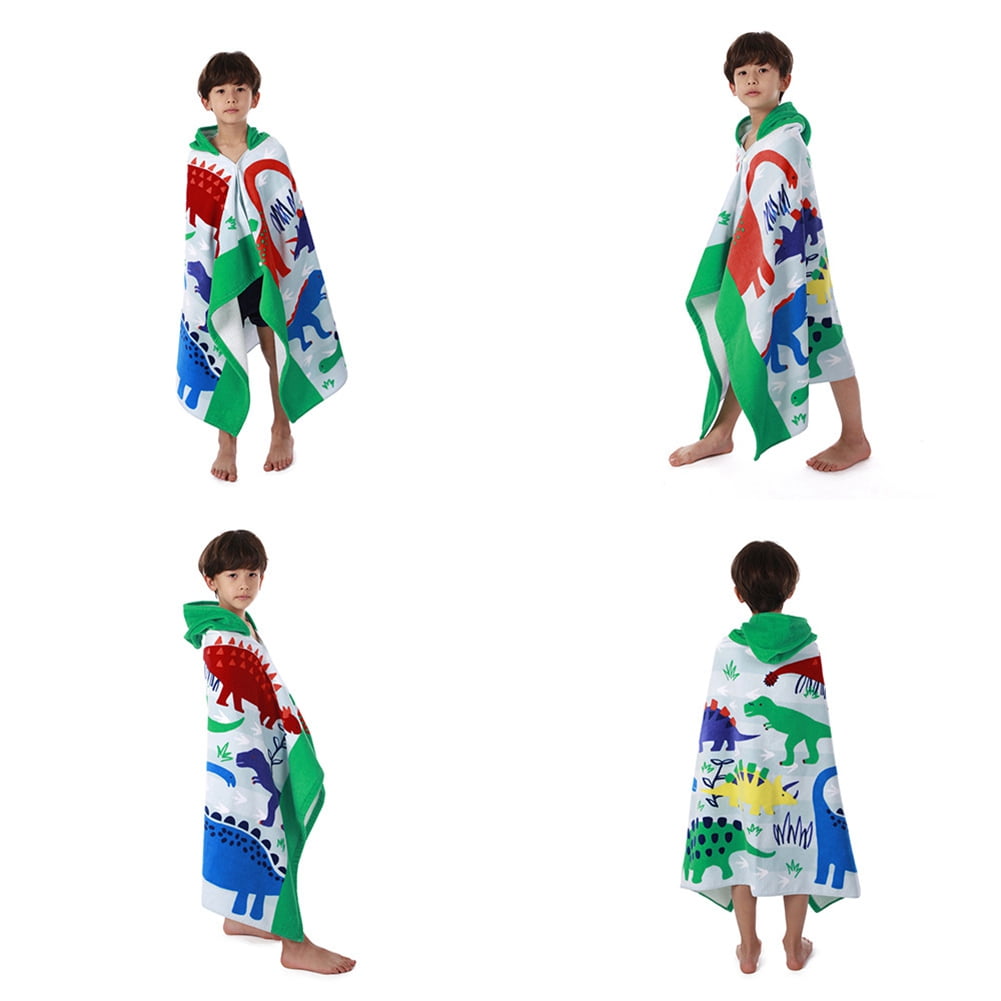 Kids Bathrobes Hooded Towels, Big Boys Girls Cartoon Hooded Wraps Beach Pool Bath Towel Poncho Cotton Towel, 30"x50", 3-12 Years