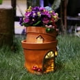 thumbnail image 3 of Flowerpot Garden Cottage Ornament House With Solar LED Light For Home Decor, 3 of 13