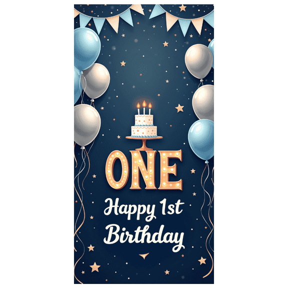 Colorful Theme Birthday Party Banner Decorative Design Happy 1st Birthday Balloon Decoration for Birthday Party Kids Celebration Indoor Decoration