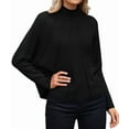 thumbnail image 3 of Female Mock Neck Batwing Sleeve Sweaters Fall Winter Oversized Knit Cute Pullover Sweater Dolman Tops Trendy, 3 of 10