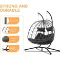 thumbnail image 4 of Double Egg Swing Chair with Stand, 2 Person Outdoor Indoor Hammock Hanging Chair with Cushion,Patio Wicker Hanging Egg Chair w/Cushion 700LBS Capacity for Bedroom, Balcony, Garden, 4 of 7