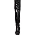 thumbnail image 3 of Sam Edelman Lydia Black Chunky Lug Sole Rounded Toe Over The Knee Fashion Boots (Black Patent, 5), 3 of 6