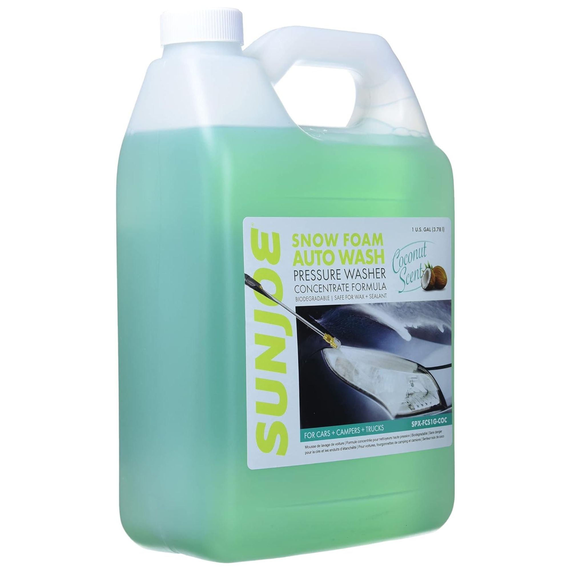 Sun Joe Premium Snow Foam Coconut Scent Car Washing Soap & Cleaner, 1 Gal, SPX-FCS1G-COC