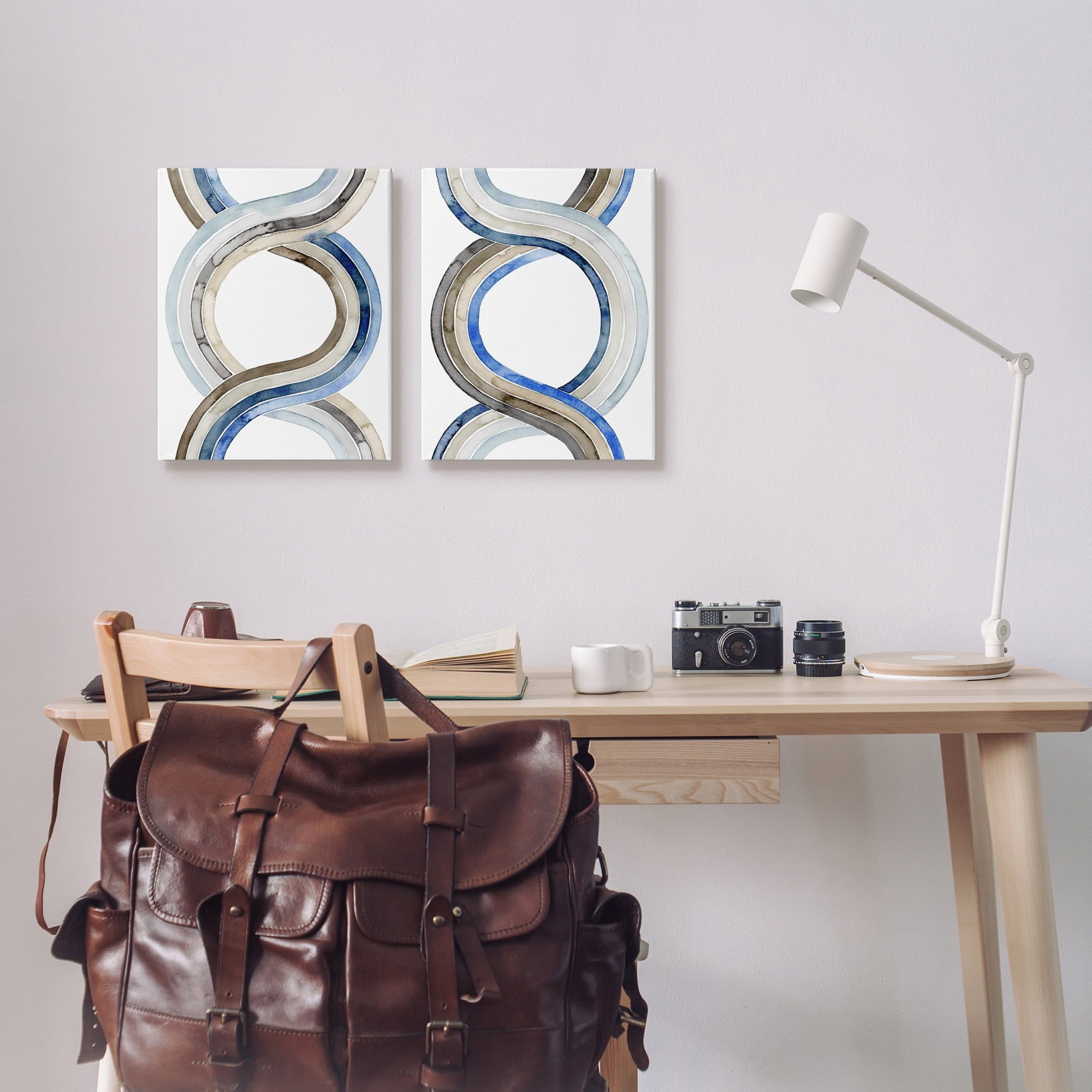 Stupell Industries Two Dimensional Spiral Helix Brown Blue Abstract Lines, 16 x 20,Design by Grace Popp