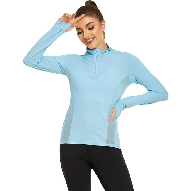 Sun Protection Shirts for Women 1/4 Zip Pullover UPF 50+ Long Sleeve Quick  Dry Moisture Wicking Jacket 