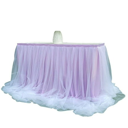 

Tulle Table Skirt With Lining For Rectangle Or Round Tables Tutu Table Skirts Tablecloth Washable Table Skirt For Birthday Wedding Party Cake Dessert Table Decorations-Purple-One meter price