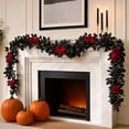 thumbnail image 4 of Halloween Black Rose Garland 78.7 In Gothic Artificial Vine with Red Roses and Berries Spooky Season Mantel Door Decor for Home Party, 4 of 7