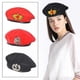 thumbnail image 3 of Men Women Wool Felt Berets Metal Badge Decor Sailors Dance Stage Performance Hat Military Fans Army Cap Security Cap Adjustable, 3 of 5