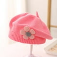 thumbnail image 2 of ZACPNCV Kids Beret Hat Toddler Winter Knitted Beanie Cap with Cute Flower Little Girls French Hat Watermelon Red Free Size, 2 of 4