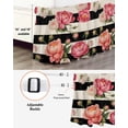 thumbnail image 3 of Flower Stripes Wrap Around Bed Skirts for California King Bed 16" Drop,Bed Skirt with Adjustable Elastic Belt Dust Ruffle Bed Valance Black White Geometric Pink Rose Floral Bed Frame Cover, 3 of 7