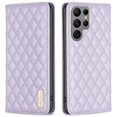 thumbnail image 1 of KAIYANG BINFEN COLOR BF Style-16 - Funda de piel con ranuras para tarjetas y diseño de rombos para Samsung Galaxy S25 Ultra, color verde, morado y multicolor, 1 of 5