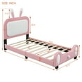 thumbnail image 6 of Twin size Upholstered Rabbit-Shape Princess Bed，Cosymart Twin Size Platform Bed with Headboard and Footboard, White+Pink, 6 of 9