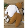 thumbnail image 2 of 3pcs Infants Cute Cartoon Graphic Romper + Pants + Hat Set, 2 of 7