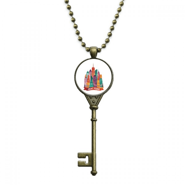 USA America Beau Château Architecture Collier Porte-Clés Pendentif Plateau Chaîne Ornée