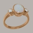 thumbnail image 2 of LBG British Made 10k Rose Gold Natural Opal & Cubic Zirconia Womens Engagement Ring - 33 size options - Size 6, 2 of 6