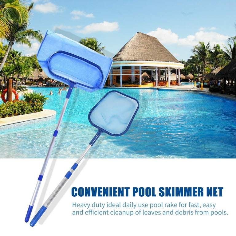 Pool Skimmer Net with Telescopic Pole Removal Rake Swimming Pool Ponds Fast Cleaning Tool with Heavy-Duty Aluminium Frames Deep Mesh Nets, Size: Deep