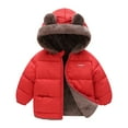 thumbnail image 1 of Gibobby Grandes NiñosAbrigo de invierno para niños pequeños y niñas, con capucha y orejas de , chaqueta de bolsillo, ropa de dos caras, forro polar grues(Rojo, 2-3 Años), 1 of 5