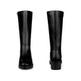 thumbnail image 5 of BLISSFUL STEP Round Toe Low Block Heels Mid Calf Boots for Women Black 6, 5 of 6