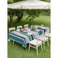 thumbnail image 5 of 54x80 Inch Outdoor Tablecloth with Umbrella Hole Zipper Rectangle Blue Green Striped Rectangular Tablecloths Outside Waterproof Modern Stripes Art Watercolor Patio Table Cloth Cover for Picnic Party, 5 of 8