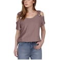 thumbnail image 3 of Ichuanyi Womens Summer Cold Off Shoulder Tops 2026 Casual Cute Short Sleeve Loose Fit T Shirts Blouse, 3 of 8