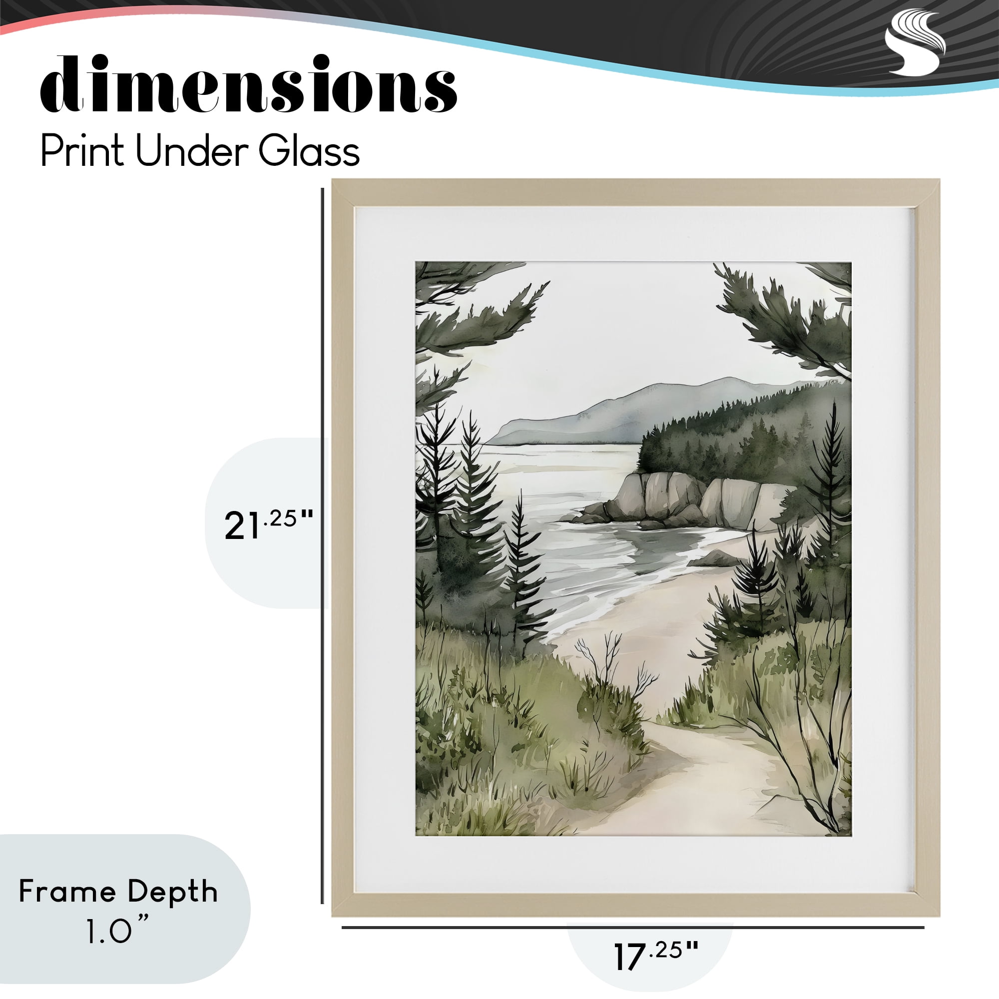Stupell Industries Coastal Calm Winding Path Birch Framed Print Under Glass, design by Riley B