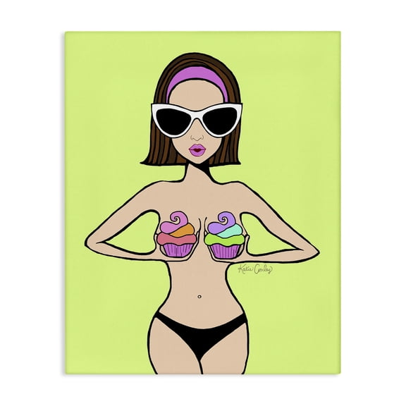 Stupell Industries Eclectic Glam Summer Gal & Cupcakes Canvas Art, 16 x 20, by Katie Conley
