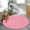 thumbnail image 4 of Pink 3ft Round Rug, Farmhouse Solid Pink Color Modern Art Non-Skid Rubber Backing Large Area Rugs - Living Room Bedroom Home Office, Indoor Floor Mat Carpets Washable Rug, 4 of 9