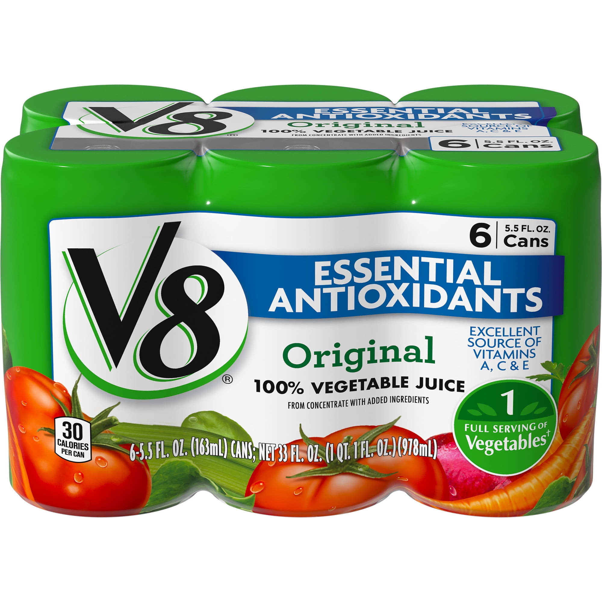 V8 Essential Antioxidants 100 Vegetable Juice, 5.5 oz. Can (Pack of 6