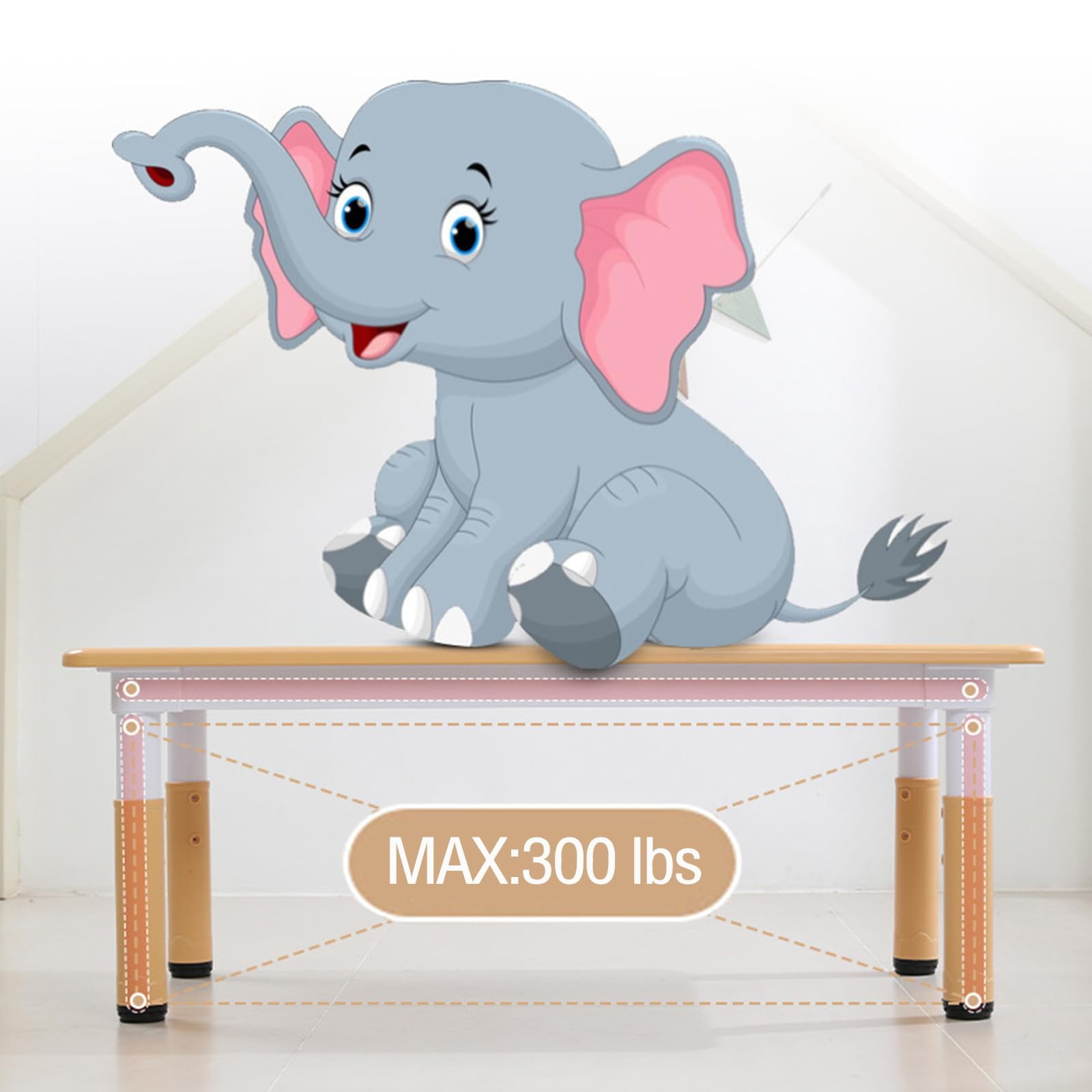 Kids Table and Chairs Set, Height Adjustable Desk With 6 Seats for Ages 2-10,Arts & Crafts Table,Graffiti Desktop, Non-Slip Legs, Max 300lbs, Children Multi-Activity Table