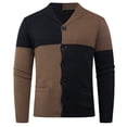 thumbnail image 1 of Lovzfmll Men's Color Block Knit Cardigan Notched Lapel Button Front Stretch Black, L, 1 of 5