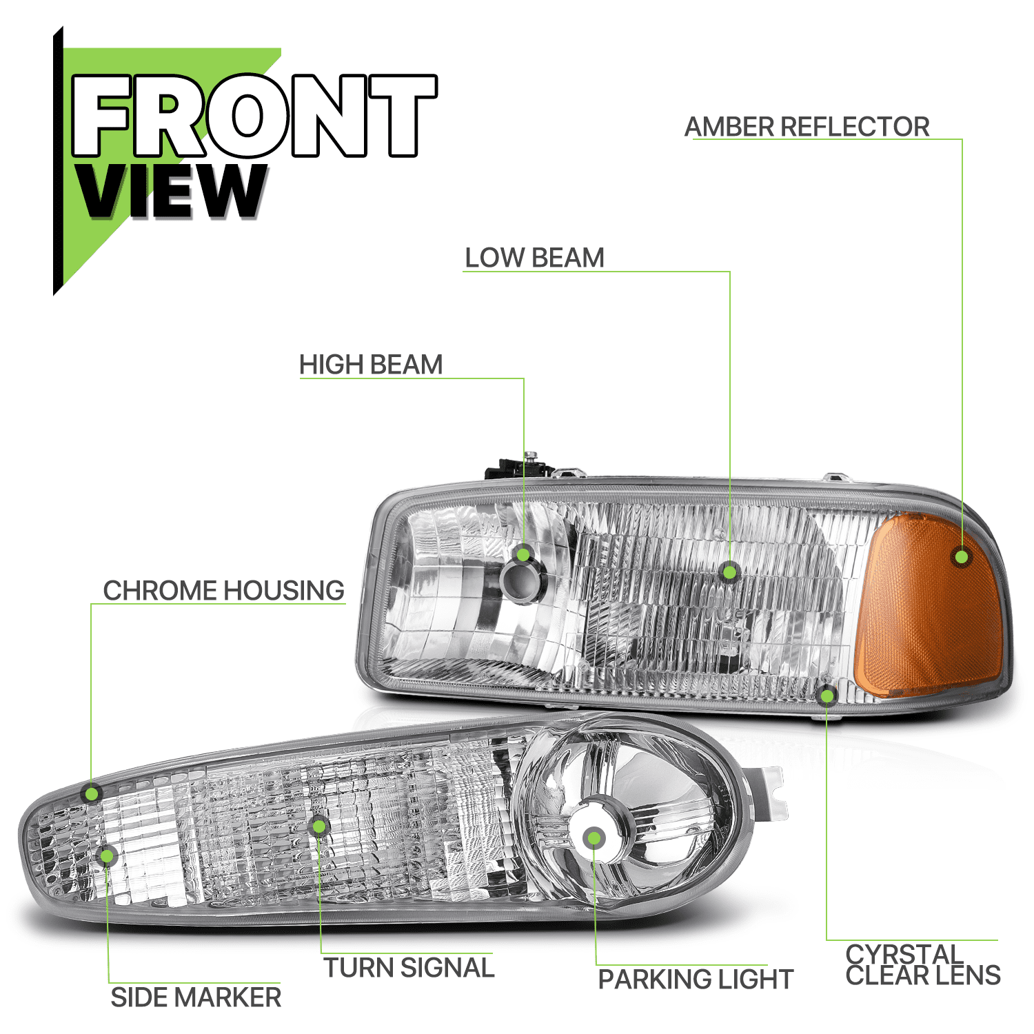 Magshion Headlights Assembly for 2001-2007 GMC Sierra, 01-06 GMC Yukon Denali, Yukon XL 1500 Denali Pickup