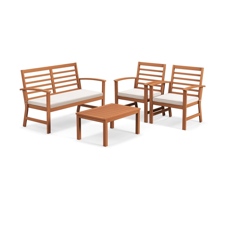 Aimee Lii 4 Pieces Outdoor Furniture Set with Stable Acacia Wood Frame, Patio Furniture Sets, Beige Aimee Lii 4 Pieces Outdoor Furniture Set with Stable Acacia Wood Frame, Patio Furniture Sets, Beige