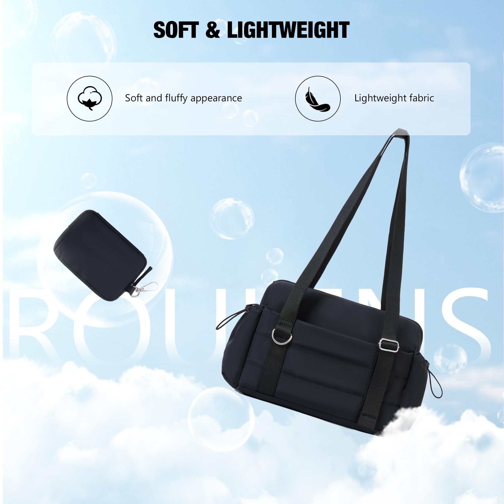 XINLANER Mini Gym Bag for Women, Small Gym Tote Bag Puffy Quilted Sports Duffel Bag with Wet Compartment and Coin Purse Duffel Bags Dance Yoga Workout Bag