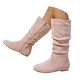 thumbnail image 3 of Womens Slouch Boots, Flat Heels Mid Wide Calf Zipper Ladies Fall Winter Fashion Boots Pink, 3 of 9