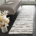 thumbnail image 2 of SAFAVIEH Tahoe Tyson Striped Shag Runner Rug, Ivory/Dark Gray, 2' x 8', 2 of 7