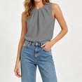 thumbnail image 3 of Women's Pleated Crew Neck Sleeveless Tank Top, Casual Loose Chiffon Tunic Top, Breathable Office Work Daily Blouse for Women S-2XL, 3 of 6
