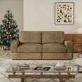 thumbnail image 2 of 78.7''W Corduroy Modular Sectional Sofa Bed, Comfy 2-seater Upholstered Loveseat Couch with Armrests and Deep Seat, Modern Sleeper Couch Bed for Living Room, Bedroom and Office, Green, 2 of 5