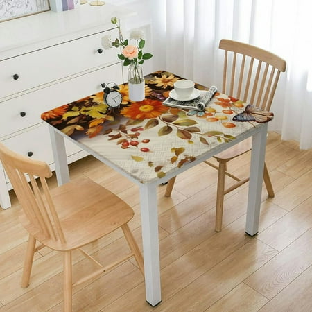 

FACANNAP Flowers Butterfly Square Tablecloth for Outdoor Picnic Camping and Indoor Kitchen Dining Party 100% Polyester Fiber 36*36