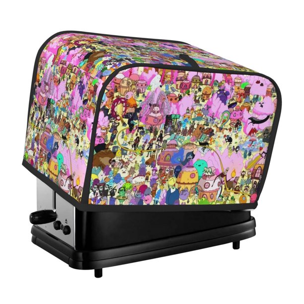 Funda para tostadora de 2 rebanadas de Adventure Time, funda protectora contra el polvo y las huellas dactilares para pan, de poliéster, fundas para pequeños electrodomésticos de cocina
