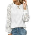 thumbnail image 6 of ATOYSOY Women's Long Sleeve Tees Fall Winter Loose Lace Raglan Tops Outwear Crew Neck Sweatshirts Casual Elegant Shirts Solid Color Pullover Fashion White M, 6 of 8