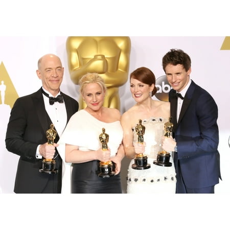 JK Simmons Patricia Arquette Julianne Moore Eddie Redmayne Winner Of The Best Actor In A Leading Role Award For The Theory Of Everything In The Press Room For The 87Th Academy Awards Oscars 2015 -