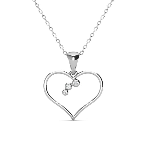 Cate & Chloe Valentina 18k White Gold Plated Silver Heart Necklace with Swarovski Crystals for Women