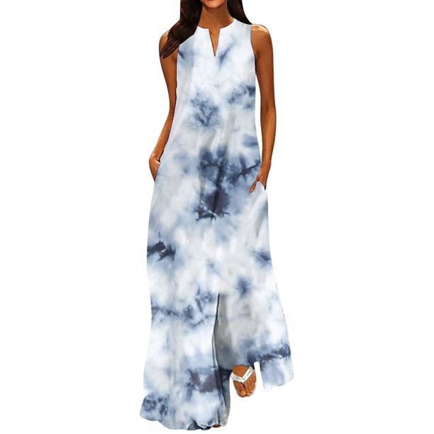 Elegante mujer Casual con cuello en V vestidos estampados verano sin mangas vestido de jersey OAVQHLG3B Store lin121212